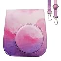 Protective Soft PU Leather Camera Case Bag Compatible with Fujifilm Instax Mini 11 Instant Film Camera with Shoulder Strap (Pink Cloud)