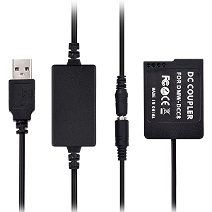 dmw-dcc8 usb power kit dc coupler dummy dmw-blc12 battery with usb converter power cable compatible for panasonic lumix dmc-fz200 fz300 fz1000 fz2500 g5 g6 black