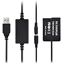 DMW-DCC8 USB Power Kit DC Coupler Dummy DMW-BLC12 Battery with USB Converter Power Cable Compatible for Panasonic Lumix DMC-FZ200 FZ300 FZ1000 FZ2500 G5 G6, Black