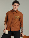 FOUL CHILD Men Embroidered Casual Brown Shirt