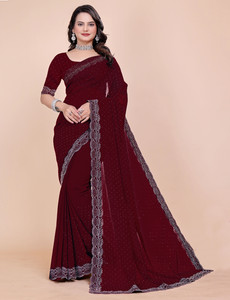 foundland self design bollywood georgette saree maroon