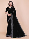 foundland Self Design Bollywood Georgette Saree (Black)