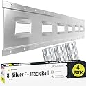 Four 8-ft E Track Tie-Down Rails | Vertical Hot-Dipped Galvanized Steel, E Track Rail Trailer Accessories, E-Tracks Tie Downs for Cargo on Pickup, Truck, Flatbed, Van