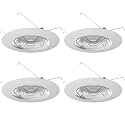 Four Bros FLP 6" Inch Fresnel Glass Lens with White Plastic Trim, 60 Watt Max., for Wet Locations, Shower Can Light Trim, UL Listed, 4 Pack