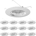 Four Bros FLP 6" Inch Fresnel Glass Lens with White Plastic Trim, 60 Watt Max, for Wet Locations, Shower Can Light Trim, UL Listed, 12 Pack