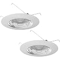 Four Bros FLP 6" Inch Fresnel Glass Lens with White Plastic Trim, 60 Watt Max, for Wet Locations, Shower Can Light Trim, UL Listed, 2 Pack