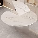 Four-fold Collapsible Round Tabletop Extension Panel, Replacement Tabletop, Legless Temporary Card Table, Suitable For Home, Backyard, And Dining Room Use(Marble,Diameter 140cm/55.1in)