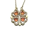 Four Leaf Clover Folding Pendant Necklace for Women – 2-in-1 Convertible Design – Gold &amp; Silver Plated Zircon Jewelry
