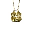Four Leaf Clover Folding Pendant Necklace for Women – 2-in-1 Convertible Design – Gold &amp; Silver Plated Zircon Jewelry