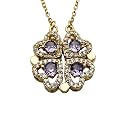 Four Leaf Clover Folding Pendant Necklace for Women – 2-in-1 Convertible Design – Gold &amp; Silver Plated Zircon Jewelry