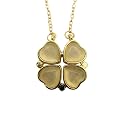 Four Leaf Clover Folding Pendant Necklace for Women – 2-in-1 Convertible Design – Gold &amp; Silver Plated Zircon Jewelry