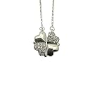 Four Leaf Clover Folding Pendant Necklace for Women – 2-in-1 Convertible Design – Gold & Silver Plated Zircon Jewelry