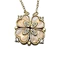 Four Leaf Clover Folding Pendant Necklace for Women – 2-in-1 Convertible Design – Gold &amp; Silver Plated Zircon Jewelry