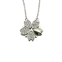 Four Leaf Clover Folding Pendant Necklace for Women – 2-in-1 Convertible Design – Gold &amp; Silver Plated Zircon Jewelry