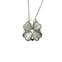 Four Leaf Clover Folding Pendant Necklace for Women – 2-in-1 Convertible Design – Gold &amp; Silver Plated Zircon Jewelry