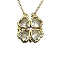 Four Leaf Clover Folding Pendant Necklace for Women – 2-in-1 Convertible Design – Gold &amp; Silver Plated Zircon Jewelry