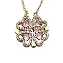Four Leaf Clover Folding Pendant Necklace for Women – 2-in-1 Convertible Design – Gold &amp; Silver Plated Zircon Jewelry