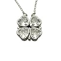 Four Leaf Clover Folding Pendant Necklace for Women – 2-in-1 Convertible Design – Gold &amp; Silver Plated Zircon Jewelry