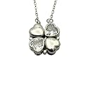 Four Leaf Clover Folding Pendant Necklace for Women – 2-in-1 Convertible Design – Gold & Silver Plated Zircon Jewelry