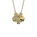 Four Leaf Clover Folding Pendant Necklace for Women – 2-in-1 Convertible Design – Gold & Silver Plated Zircon Jewelry
