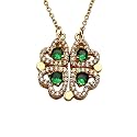 Four Leaf Clover Folding Pendant Necklace for Women – 2-in-1 Convertible Design – Gold & Silver Plated Zircon Jewelry