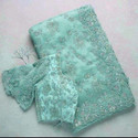 FOUR&NINE Embroidered Bollywood Organza Saree (Light Blue)