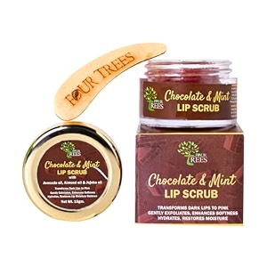 four trees chocolate lip scrub  turns dark lips to pink  softens exfoliates amp hydrates lips  for men amp women