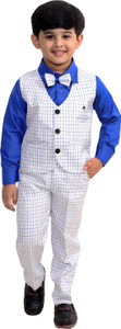 fourfolds boys partyfestive dress shirt trouser waistcoat blue