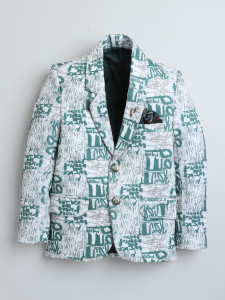 fourfolds printed double breasted casual boys blazer