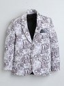 Fourfolds Boys Printed Double Breasted Casual Blazer (Grey)