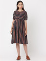 Fourleaf Striped Pure Cotton Flared Kurta for Women (Multicolor)