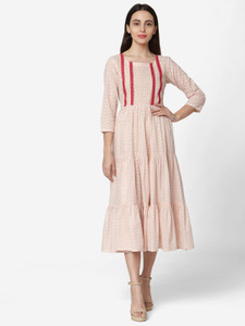 fourleaf striped pure cotton flared kurta for women white