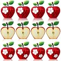 Fourluoo 12 Pcs Large Red Apple Honeycomb Centerpieces 5.5 x 7.9 Inch Paper Apple Hanging Decoration 3D Table Decor for Classroom Back to School Decoration
