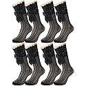 Fourluoo 4 Pair Girls Knee High Socks with Lace Bow
