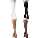 Fourluoo 4 Pairs Knee High Lace Socks
