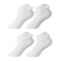 Fourluoo 4Pairs Girls Ruffle Socks Frilly Dress Socks Toddler Dress Socks