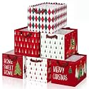 Fourluoo 6 Pack Christmas Tree Storage Baskets, Foldable with Handles