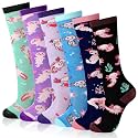 Fourluoo 6 Pairs Kid Axolotl Mermaid Socks