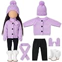 Fourluoo 6 Pcs 18" Christmas Doll Clothes, Purple, Button Sweater Style