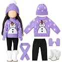 Fourluoo 6 Pcs 18" Christmas Doll Clothes, Purple, Snowman