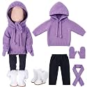 Fourluoo 6 Pcs 18" Christmas Doll Clothes, Purple, Hooded Style