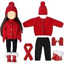 Fourluoo 6 Pcs 18" Christmas Doll Clothes, Dark Red, Classic Style