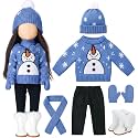 Fourluoo 6 Pcs 18" Christmas Doll Clothes, Blue, Snowman