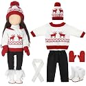 Fourluoo 6 Pcs 18" Christmas Doll Clothes, White and Red, Deer