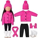 Fourluoo 6 Pcs 18" Christmas Doll Clothes, Rose Red, Button Sweater Style