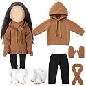 Fourluoo 6 Pcs 18" Christmas Doll Clothes, Brown, Hooded Style