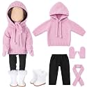 Fourluoo 6 Pcs 18" Christmas Doll Clothes, Pink, Hooded Style