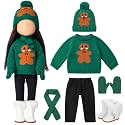 Fourluoo 6 Pcs 18" Christmas Doll Clothes, Green, Gingerbread