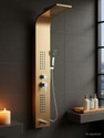 FOURVIEW Thermostatic 5-in-1 Shower Panel Tower Wall-Mounted Spa Shower Panel with Mixer, Body Jets, and Handheld Shower Rainfall & Waterfall Overhead Shower | Multi-Mode Hand Shower Included