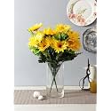 Fourwalls Beautiful Decorative Artificial Garabara Flower Bunches for Home décor (48 cm Tall, 10 Heads, Set of 2, Yellow)